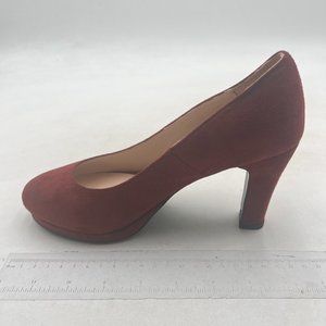 miss left Burgundy Low Platform Chunky High Heels Slip On Round Toe Pump